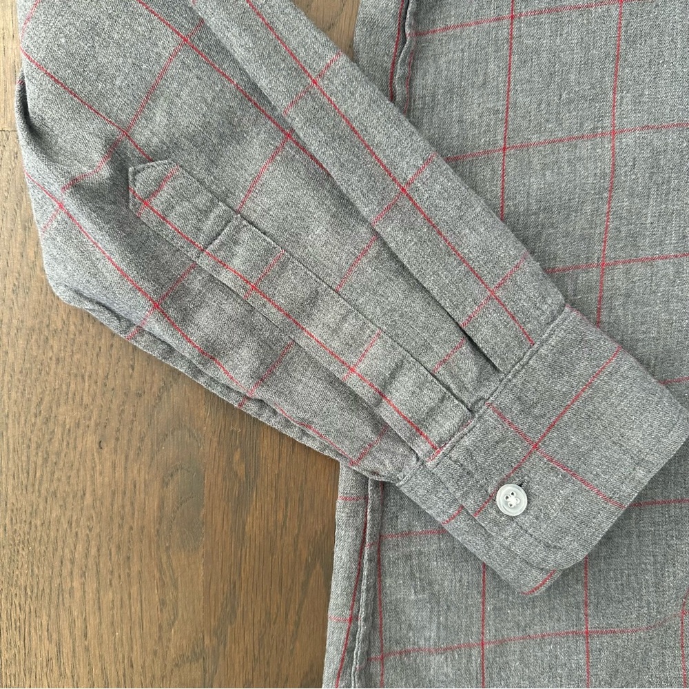 Steven Alan Men's Plaid Brushed Cotton Button Front Shirt in Grey and Red Small - Picture 6 of 8